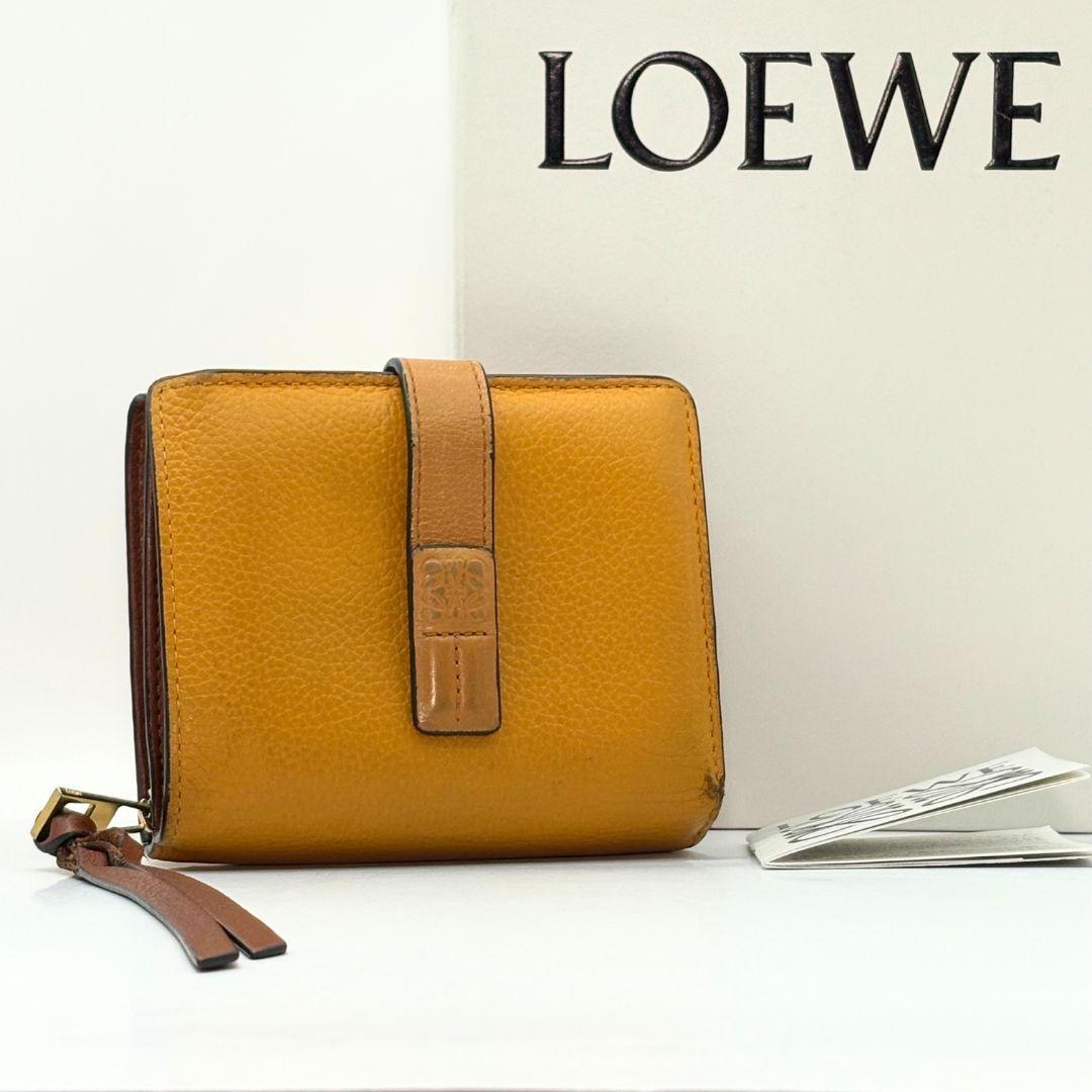 ロエベ　アナグラム コンパクト ジップウォレット 二つ折り財布　ブラウン