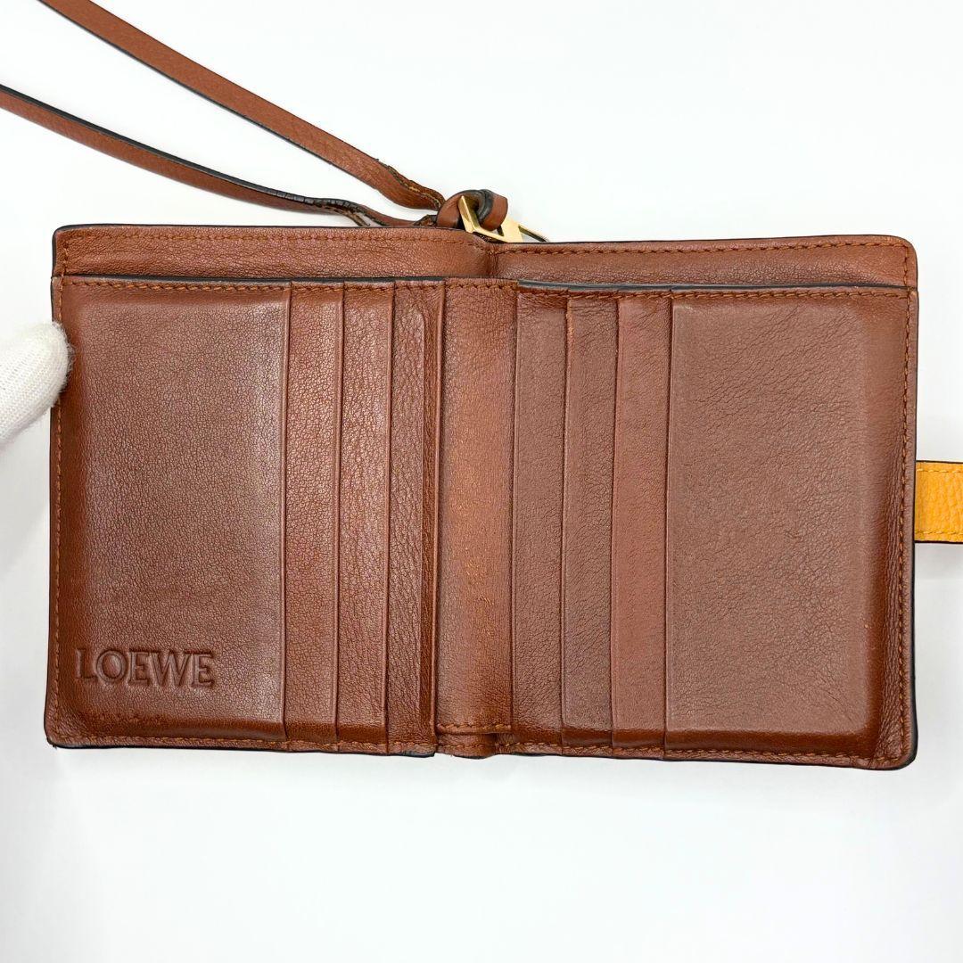 ロエベ　アナグラム コンパクト ジップウォレット 二つ折り財布　ブラウン