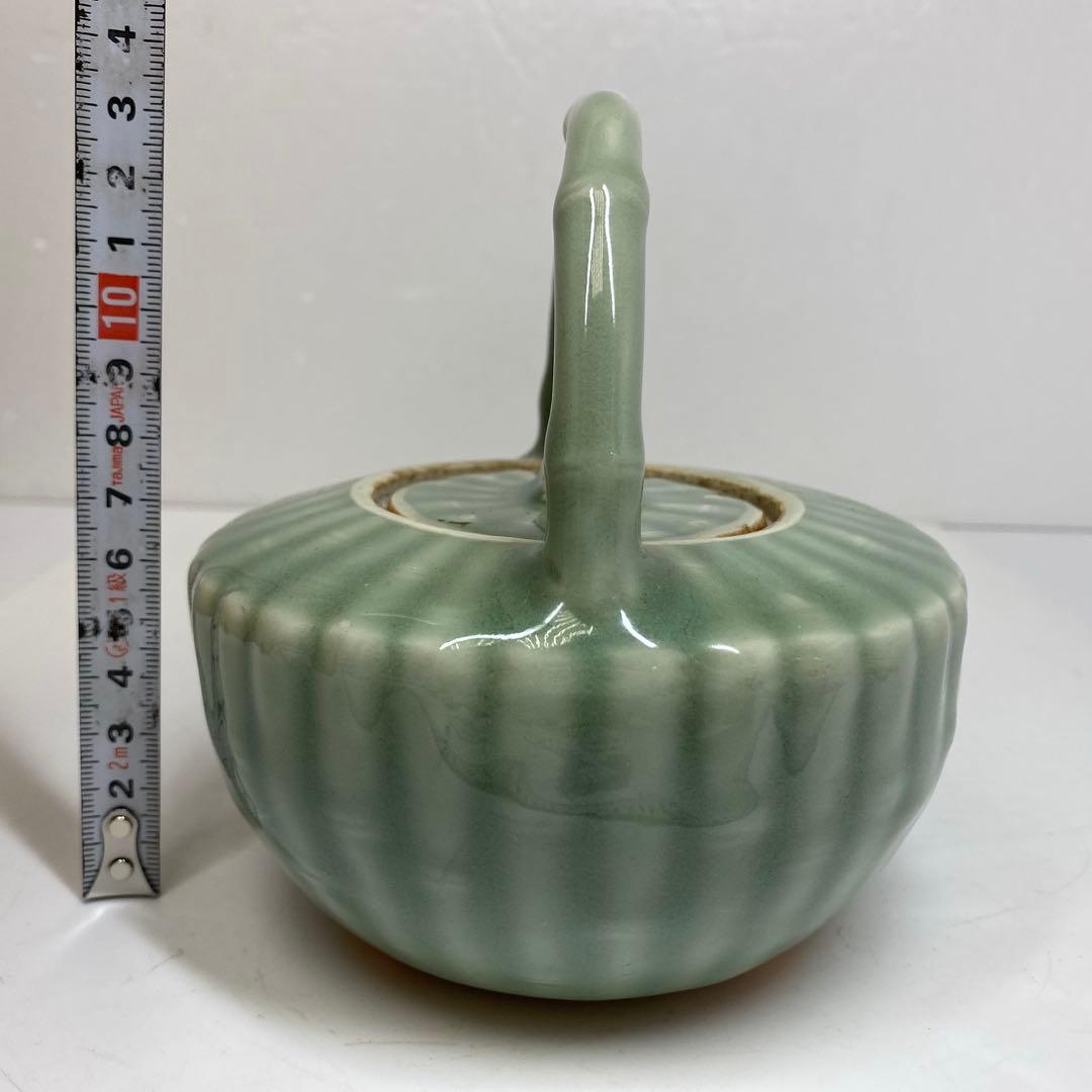 江戸後期　三田青磁　竹製　酒次　幅約17.3㎝ タルニ　東さ7-0204②