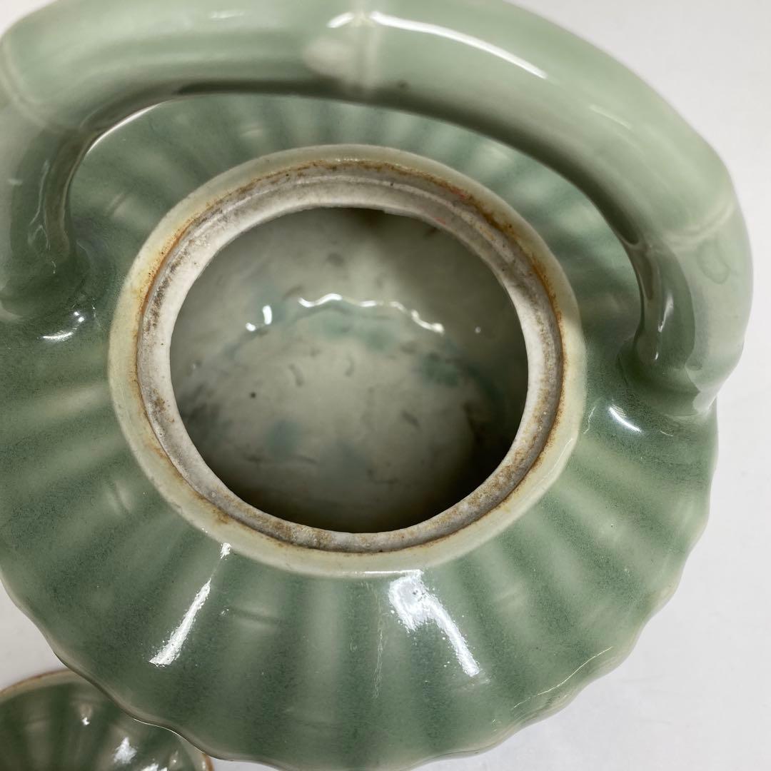 江戸後期　三田青磁　竹製　酒次　幅約17.3㎝ タルニ　東さ7-0204②