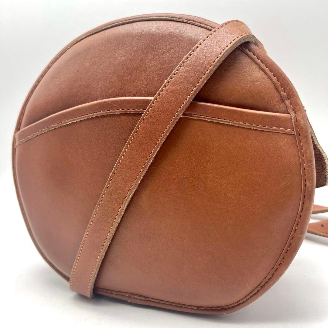 COACH オールドコーチ 丸型 ショルダーバッグ キャンティーン レザー　茶