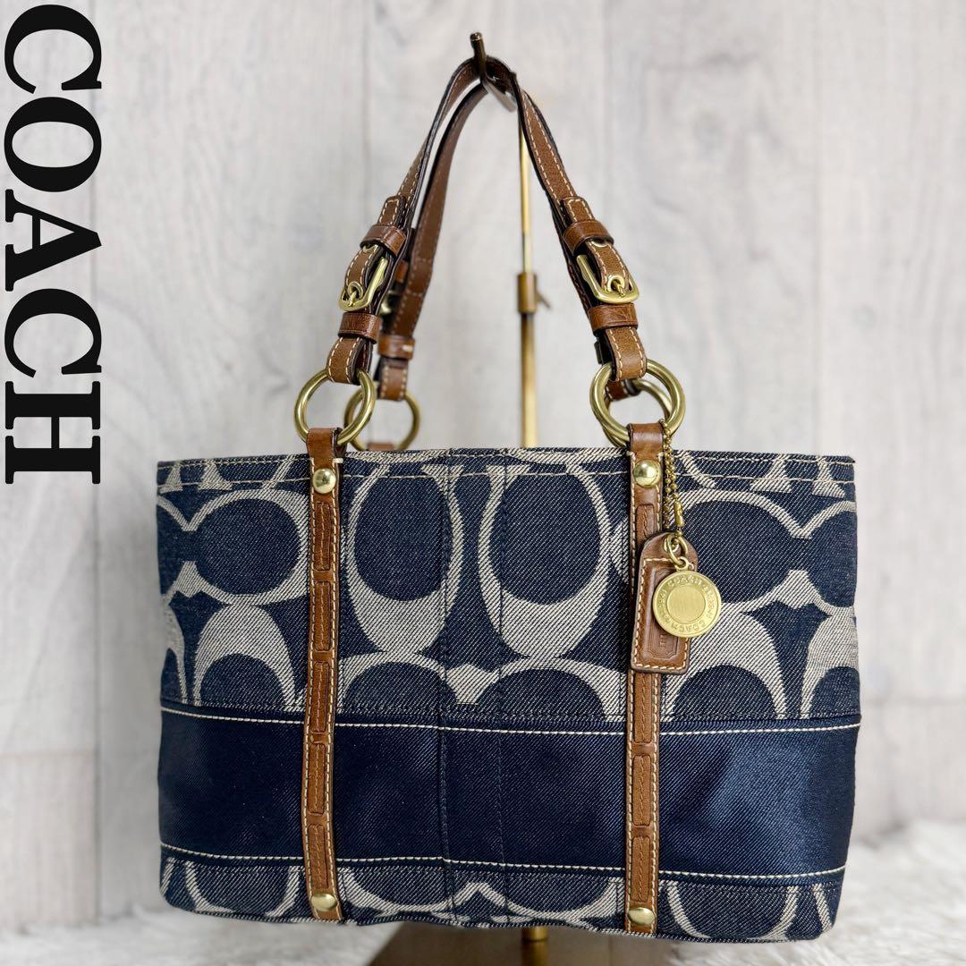 人気♡デニム♡COACH コーチ シグネチャー ロゴ ハンドバッグ