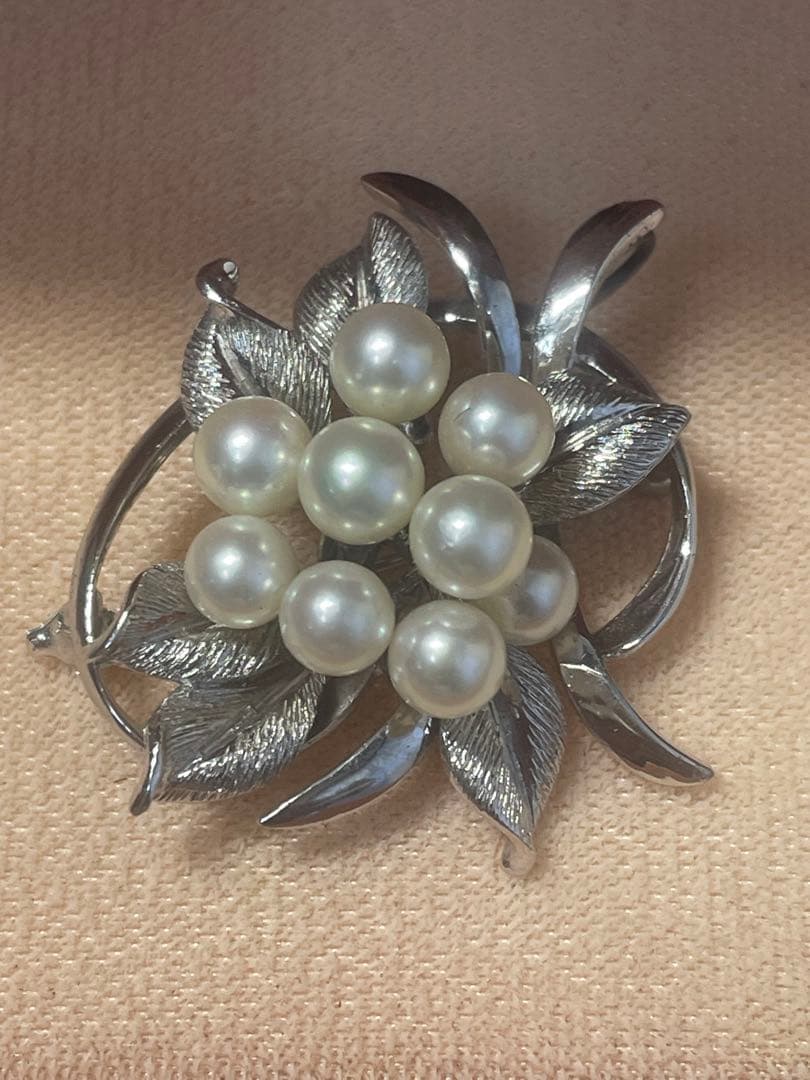 超希少 アコヤ真珠　田崎パールブローチ ペンダント花珠級 無調色 オーロラグレー