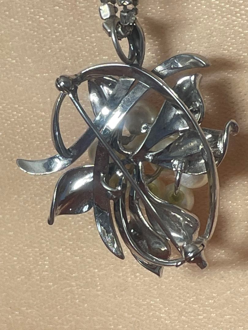 超希少 アコヤ真珠　田崎パールブローチ ペンダント花珠級 無調色 オーロラグレー