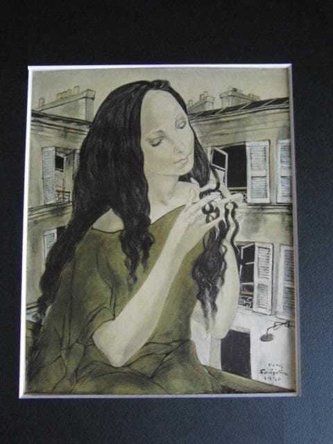 藤田嗣治、【Femme tressant ses cheveux】