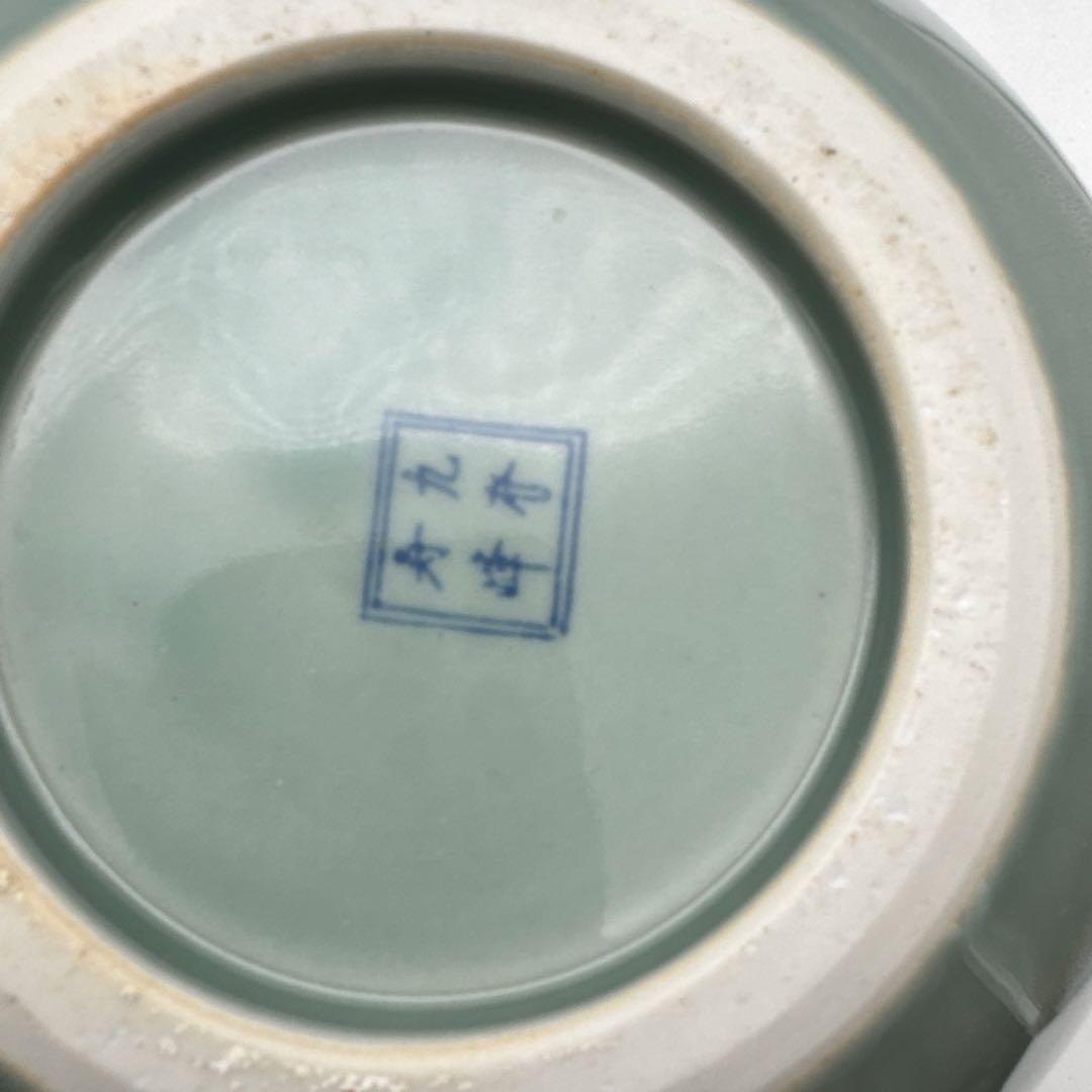 2点山模様の大きな陶器花瓶橘吉古董品