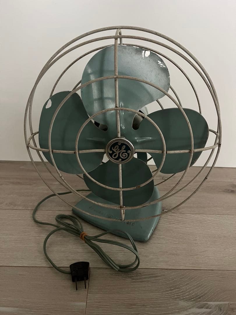GE レトロ扇風機 4枚羽 青緑色　ゼネラルエレクトリック