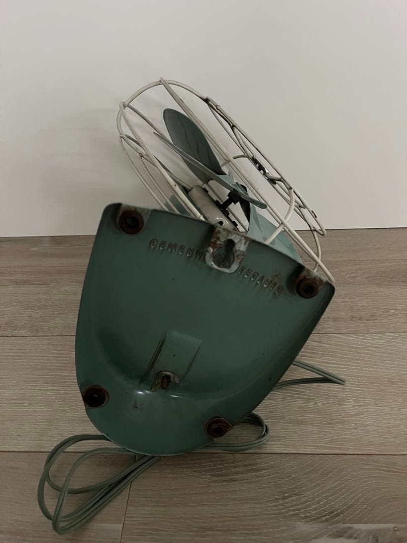 GE レトロ扇風機 4枚羽 青緑色　ゼネラルエレクトリック