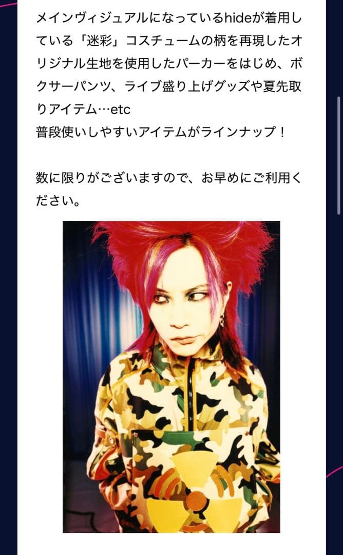 稀少【迷彩ジャケット】新品未開封2024hide memorial公式正規品