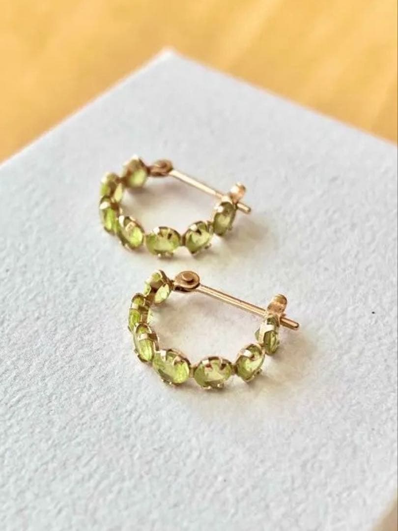 cui-cui K10 ペリドット スナップフープ ピアス 専用ポーチ・箱付き
