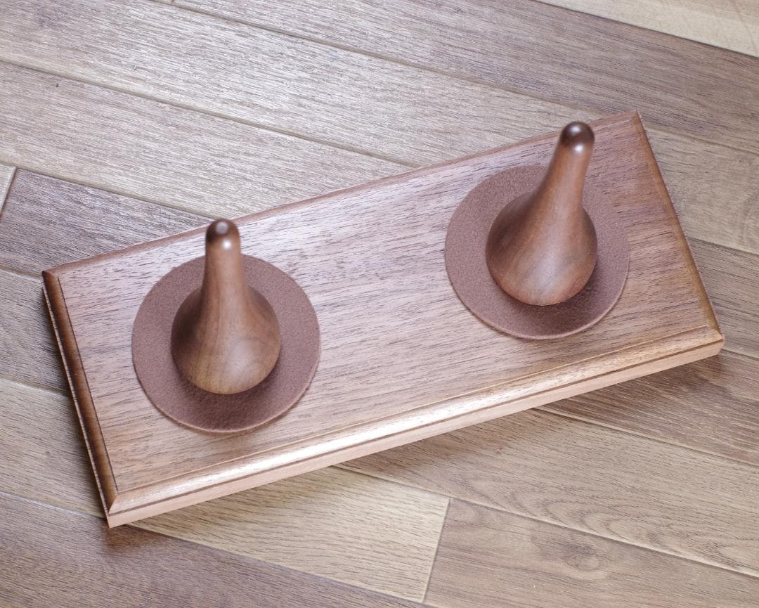 高級銘木ダブルスタンド ブラックウォールナット無垢材　手工品