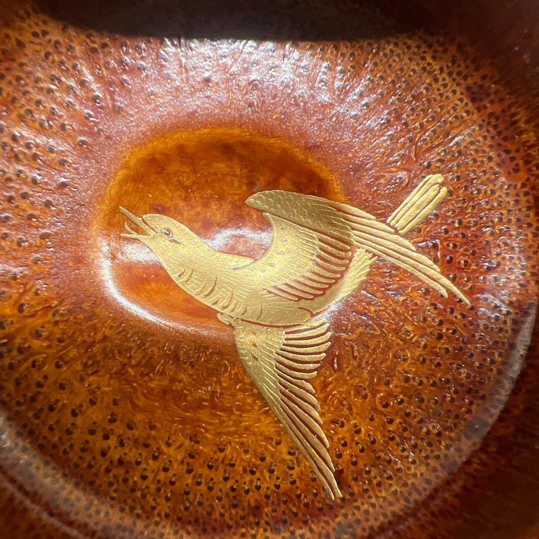 蒔絵　竹立棗　見返時鳥　金彩　漆工芸　共箱　茶道具　伝統工芸