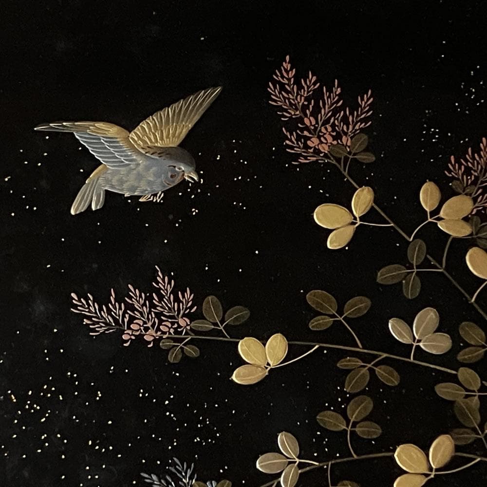 F1405 中村宗哲 蒔絵 四方盆 共箱 木製 蒔絵盆 香盆 茶道具