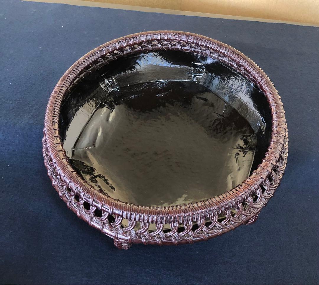 割引❗️《レ》茶道具 唐物 棕櫚入 炭斗 和田鱗司作 共箱　251125え6