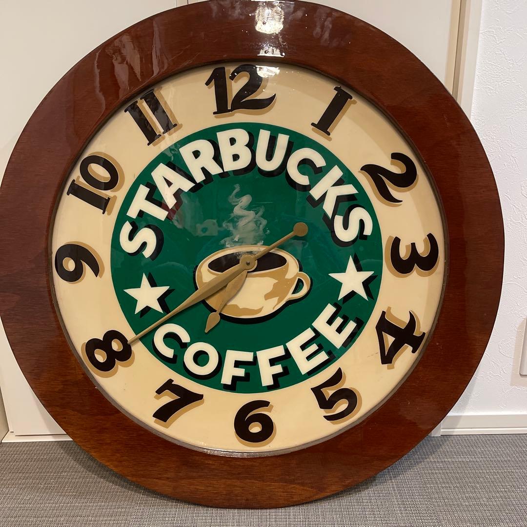 スターバックス STARBUCKS 壁掛け時計 レトロデザイン 木製フレーム