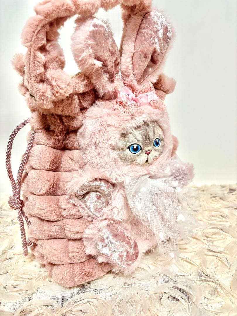 コヤンイサムチョン　モコモコファー巾着バック ハンドメイド　可愛ルミちゃん