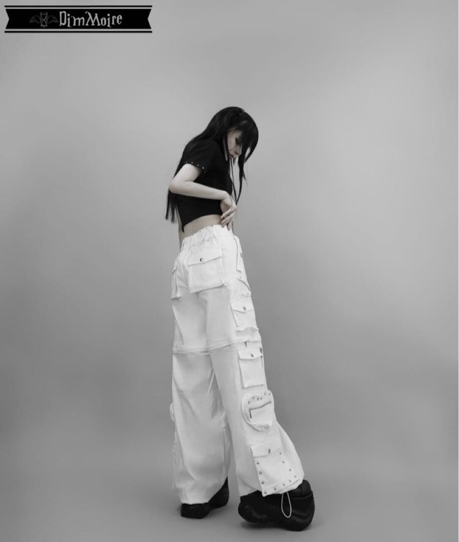 DimMoire ディムモアール　スタッズカーゴパンツ　white ホワイト