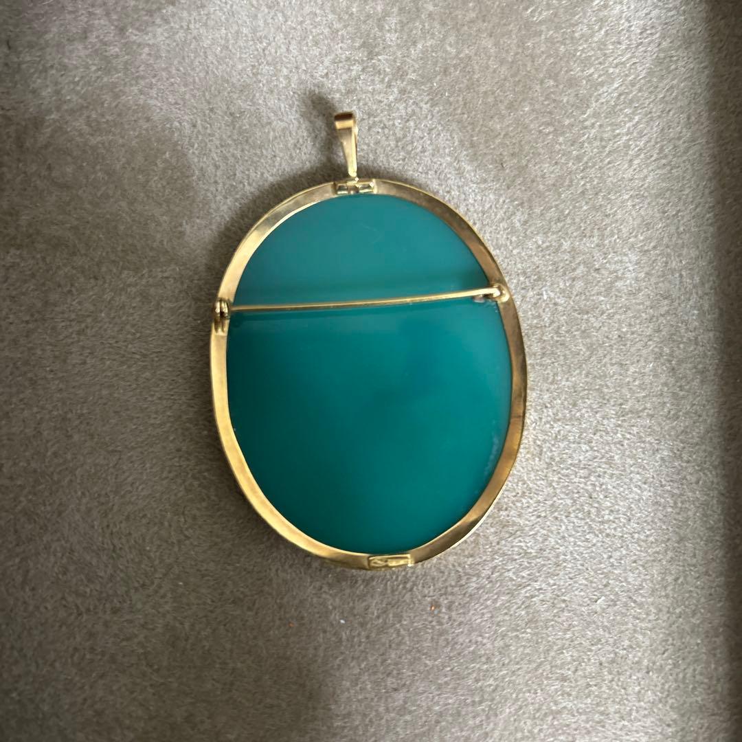 K18ストーンメノウカメオペンダント：ブローチ