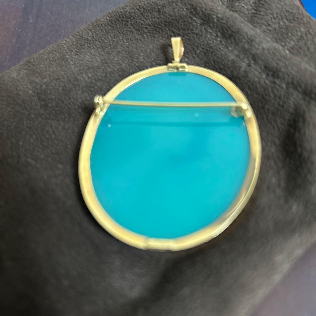 K18ストーンメノウカメオペンダント：ブローチ