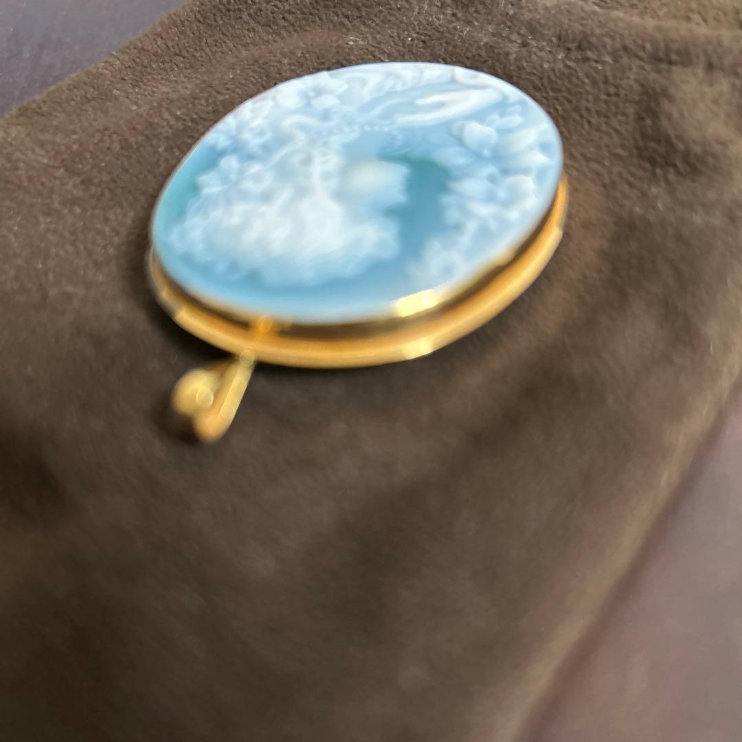 K18ストーンメノウカメオペンダント：ブローチ