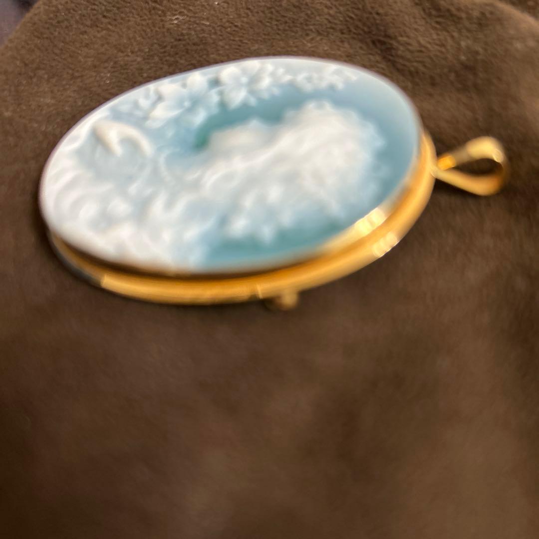 K18ストーンメノウカメオペンダント：ブローチ