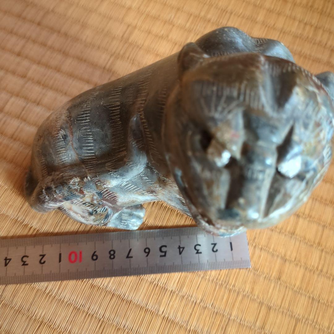 石製動物彫刻 笑顔の表情　骨董品　古美術　寅　虎　タイガー石像