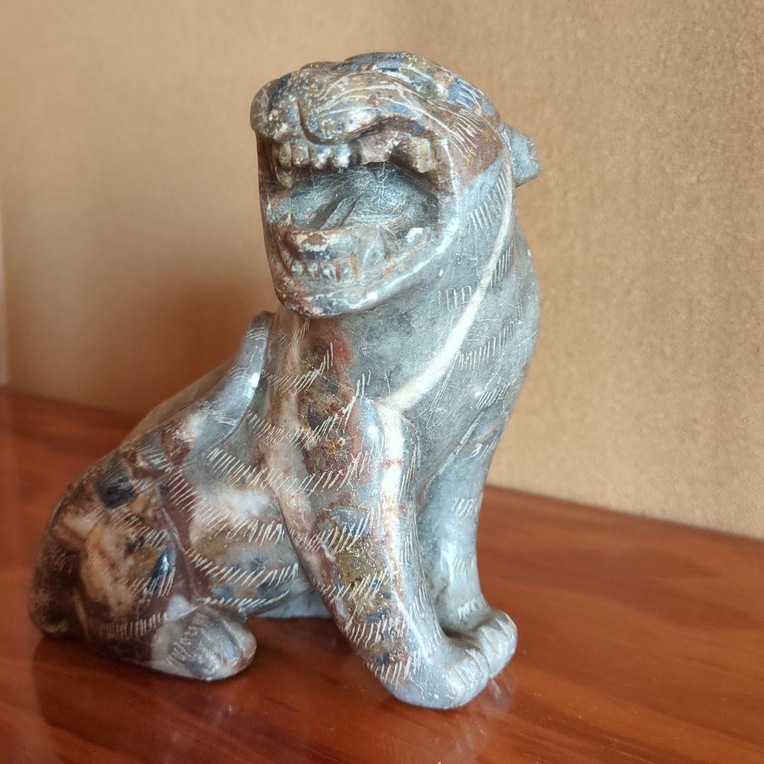 石製動物彫刻 笑顔の表情　骨董品　古美術　寅　虎　タイガー石像