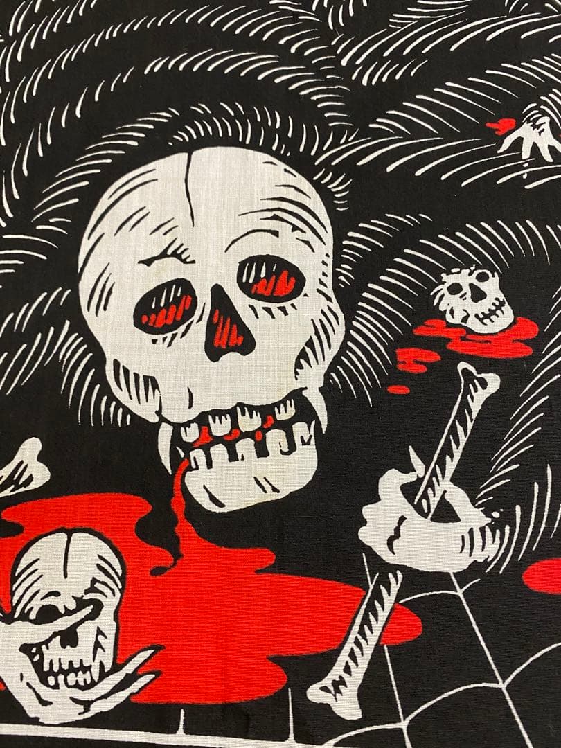 80s'ビンテージスパイダースカルバンダナ古着バイカーロカビリー