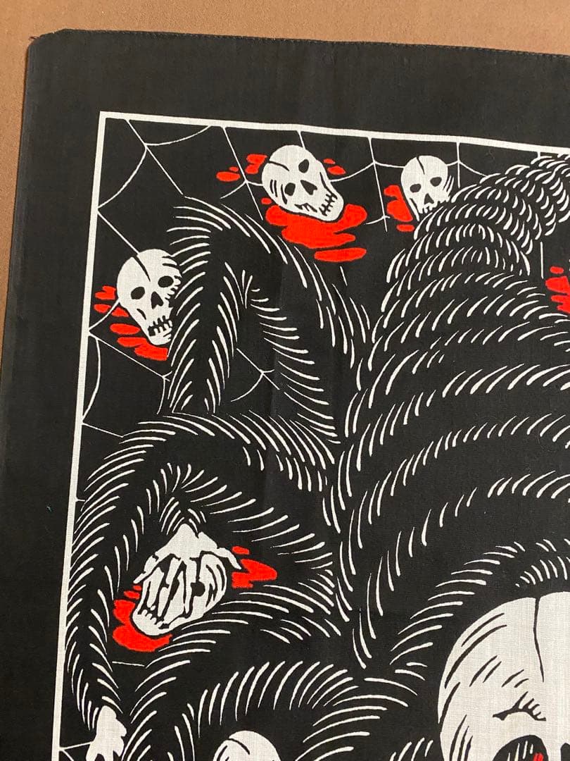 80s'ビンテージスパイダースカルバンダナ古着バイカーロカビリー