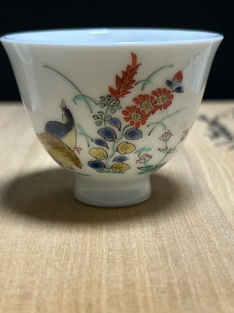 錦 秋草鶉文 煎茶器 (十三代 酒井田柿右衛門 作)