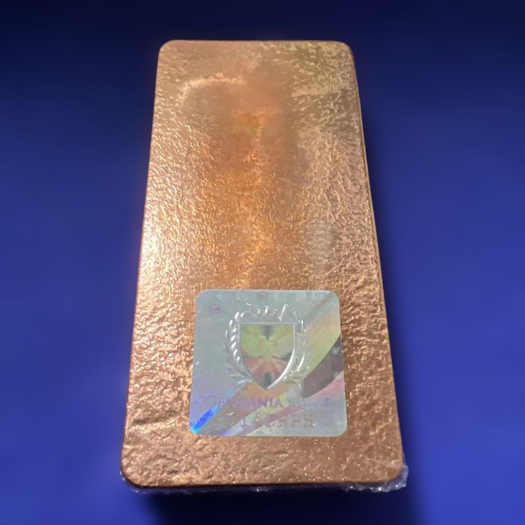 ゲルマニアミント社　1キロ純銅バー　赤金　延べ棒　Cu ペーパーウェイト