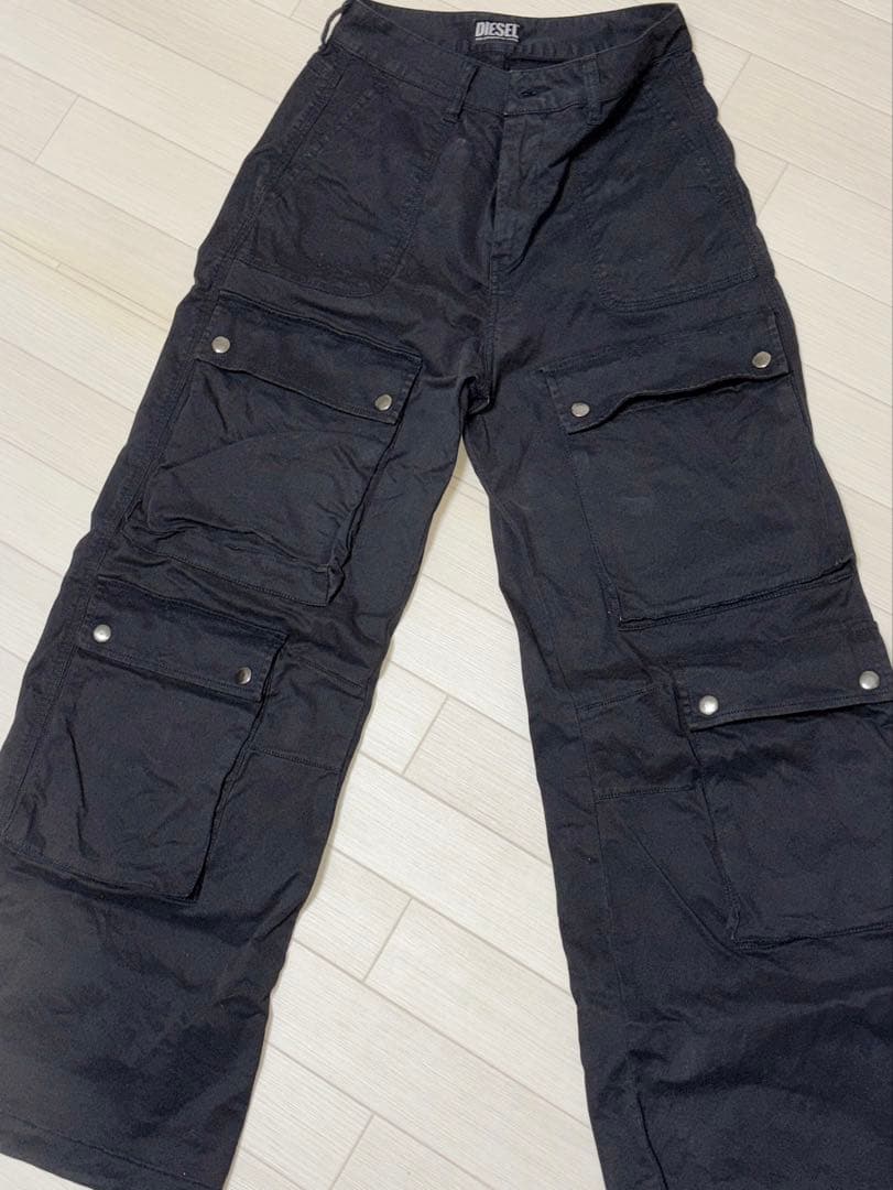 【即日発送】DIESEL ブラック カーゴパンツ 36
