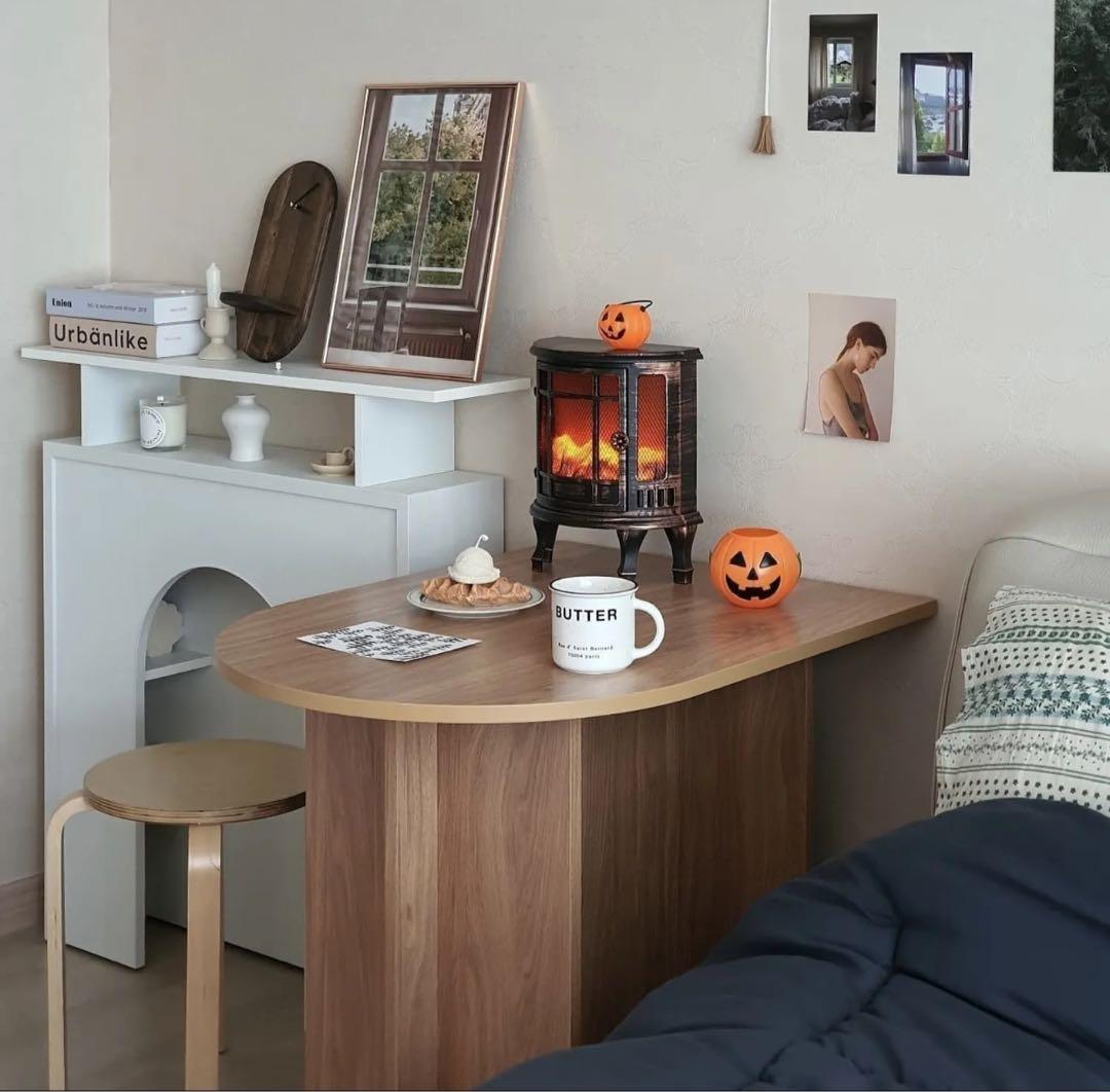 【woodray】ホームカフェ 半楕円 テーブル 800