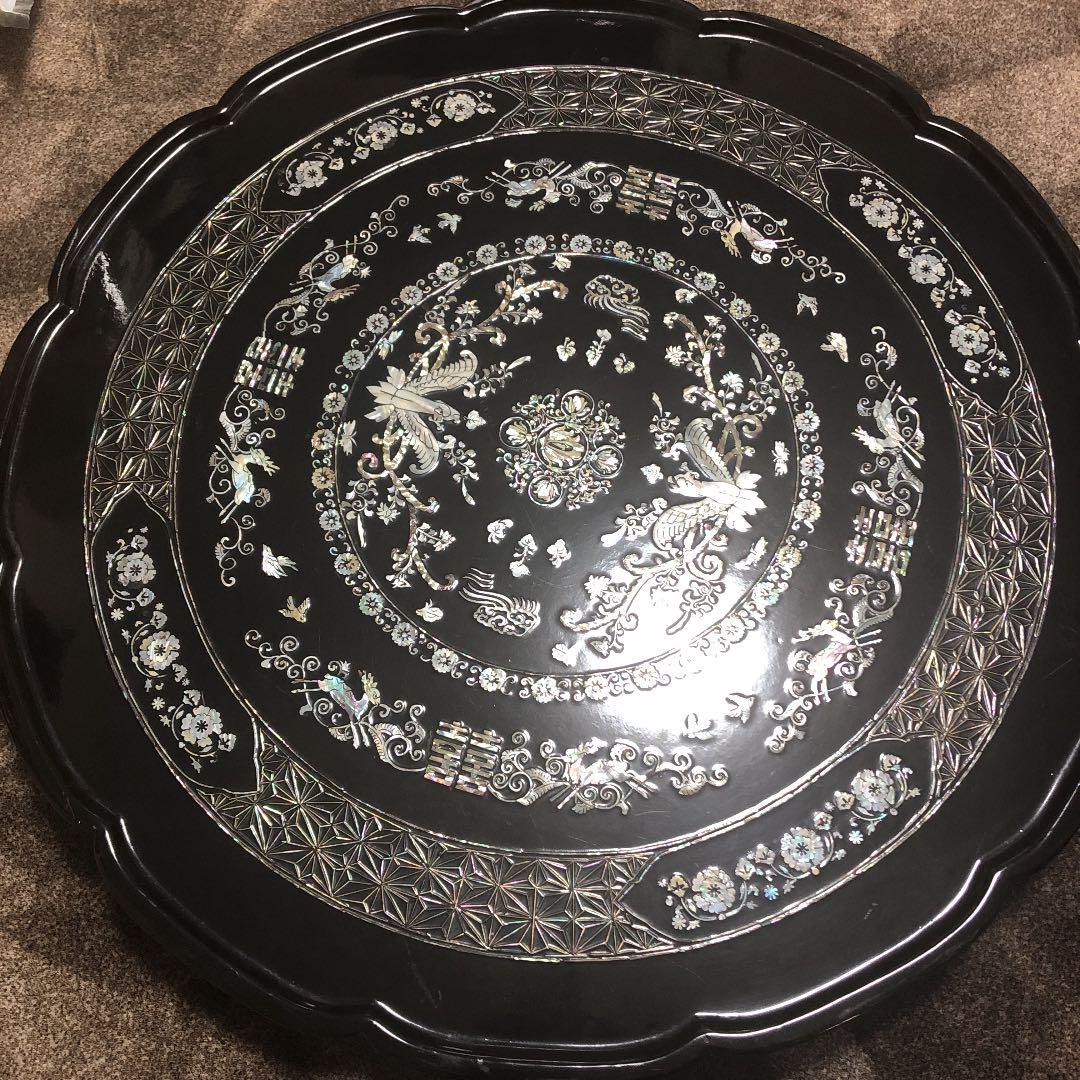 韓国の伝統工芸品・螺鈿細工の折りたたみ式丸膳