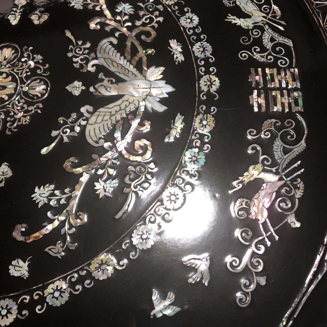 韓国の伝統工芸品・螺鈿細工の折りたたみ式丸膳