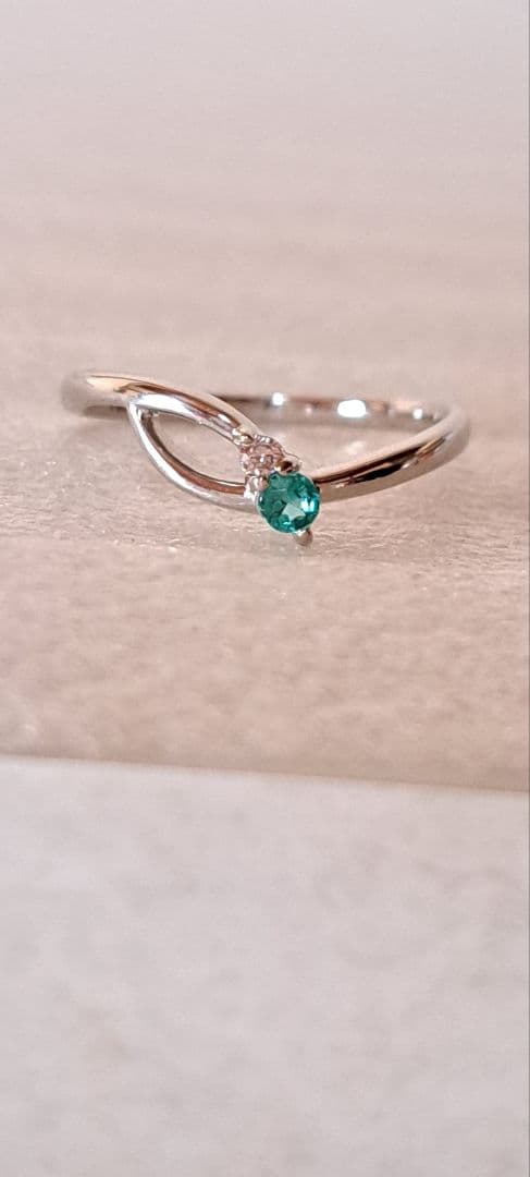 ブラジル産パライバトルマリン&ピンクダイヤリングPt1000