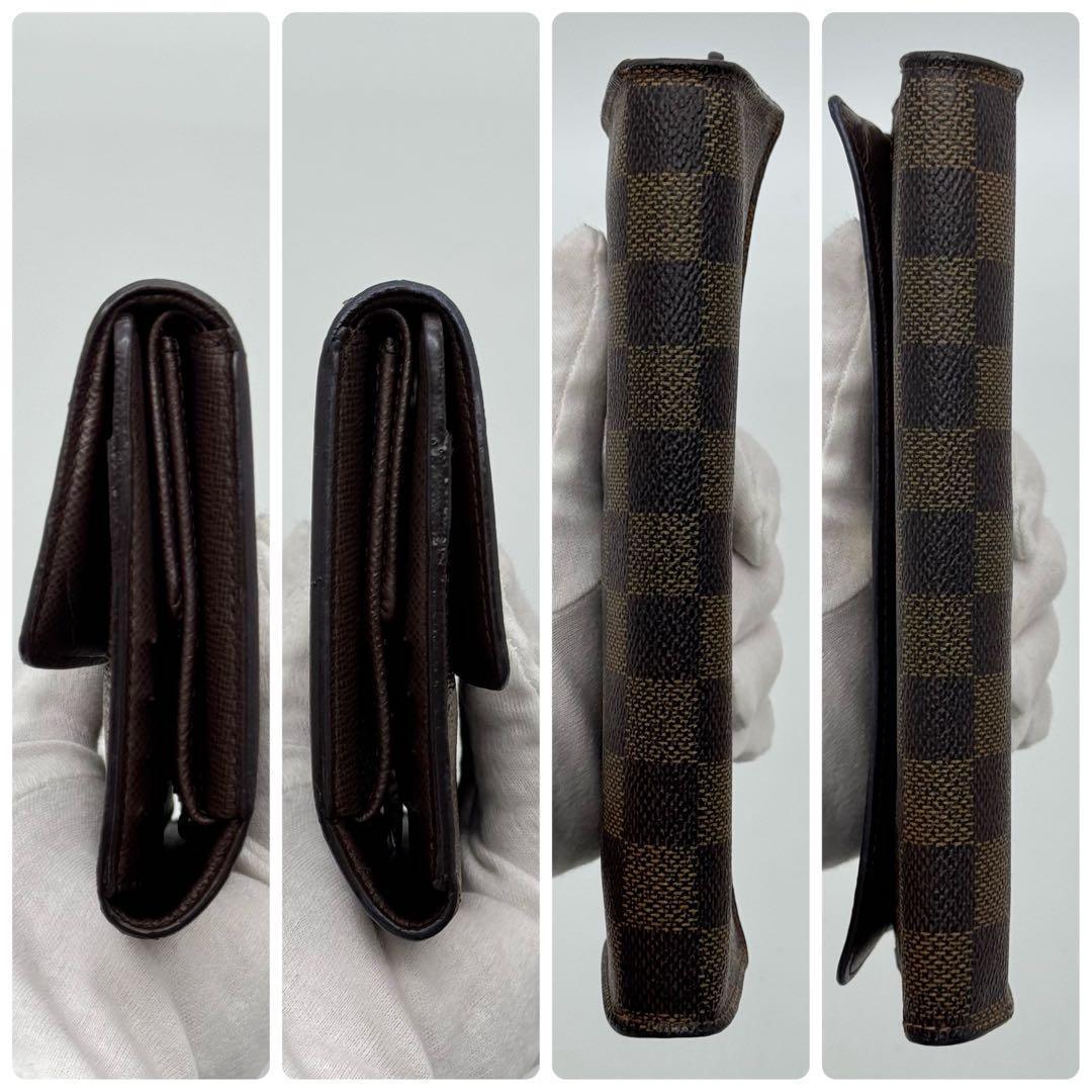 【新型】ルイヴィトン　ダミエ　エベヌ　インターナショナル　三つ折り財布　長財布