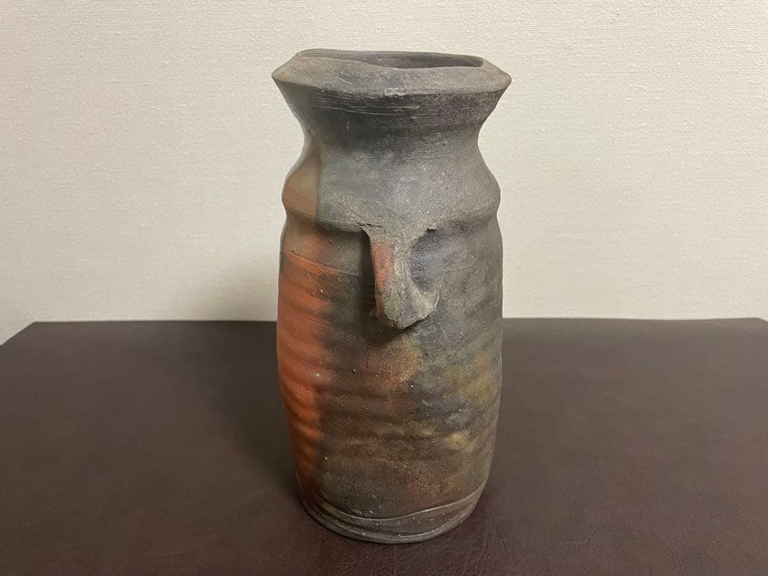 藤原建　備前窯変花入　備前焼　茶道具