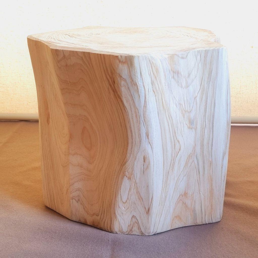 天然アロマ 東濃ひのきフリル スツール・テーブル・特大・無垢無塗装・オーガニック