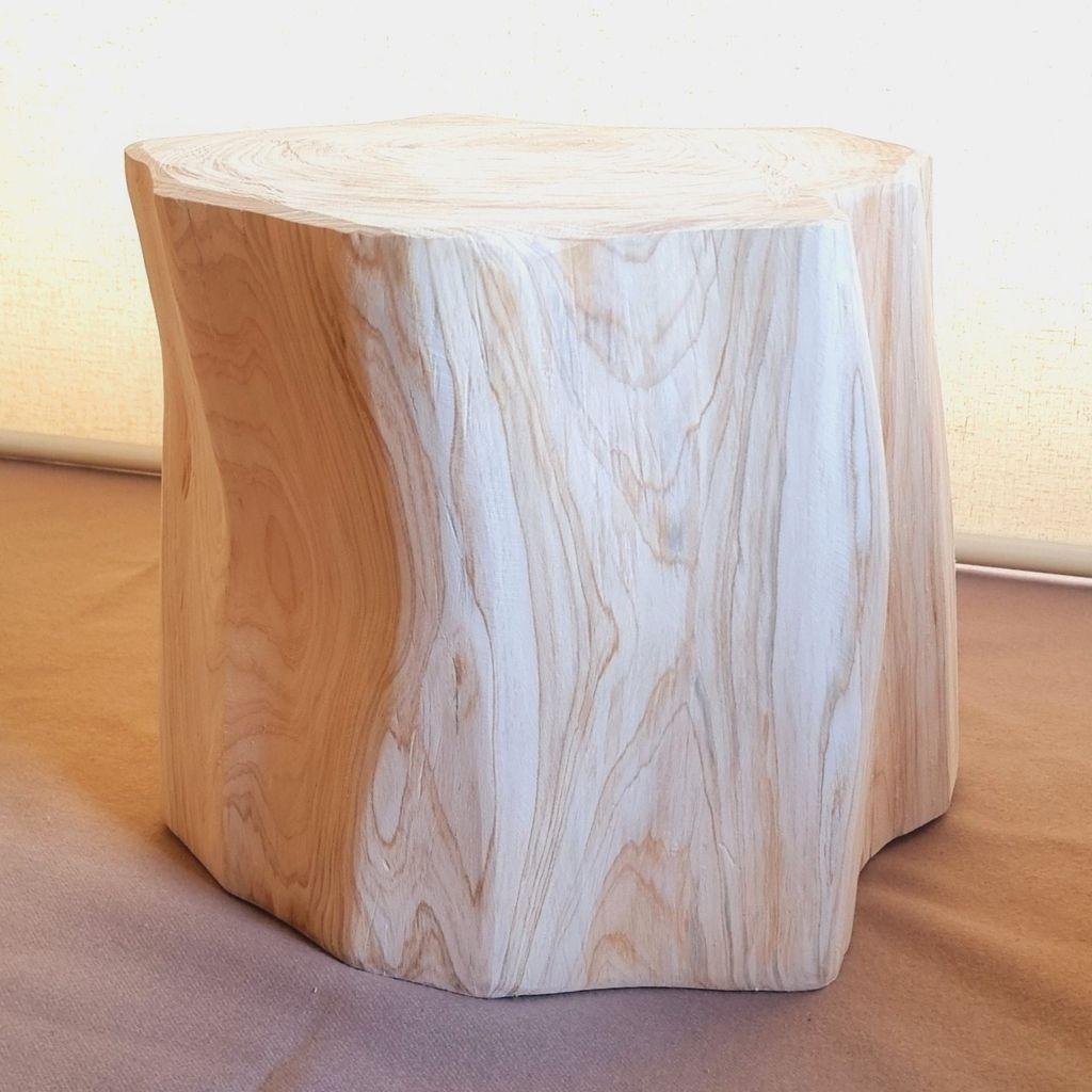 天然アロマ 東濃ひのきフリル スツール・テーブル・特大・無垢無塗装・オーガニック