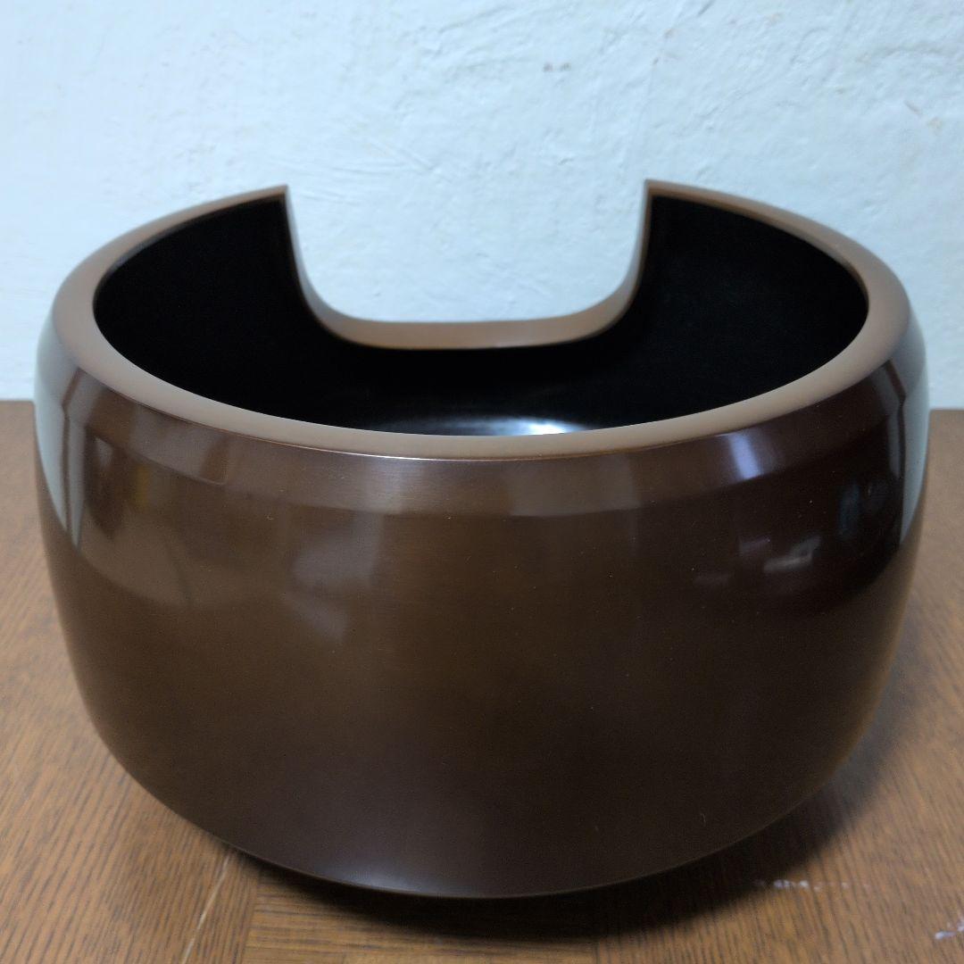 茶道具 面取風炉 唐銅 茶色 丸型