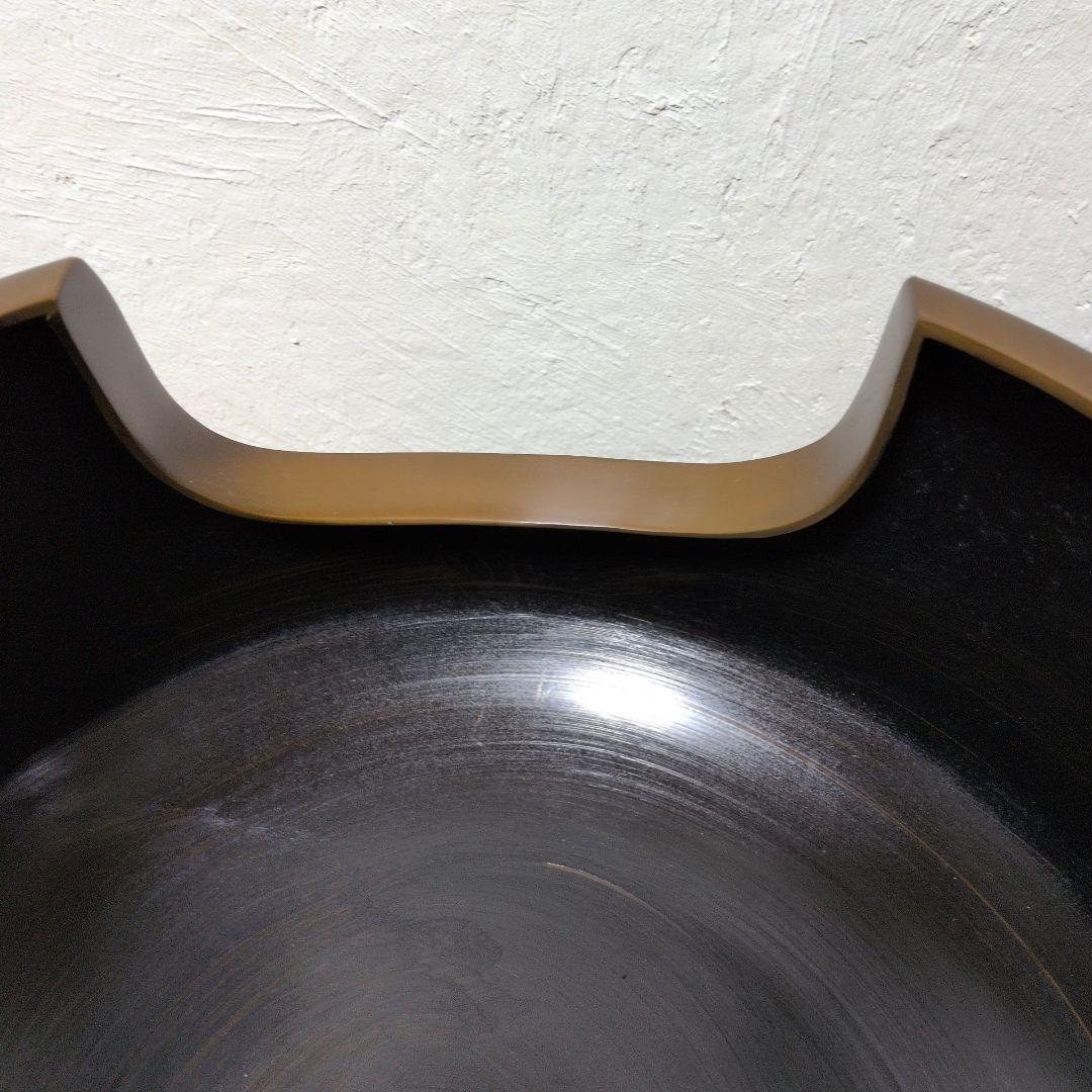 茶道具 面取風炉 唐銅 茶色 丸型