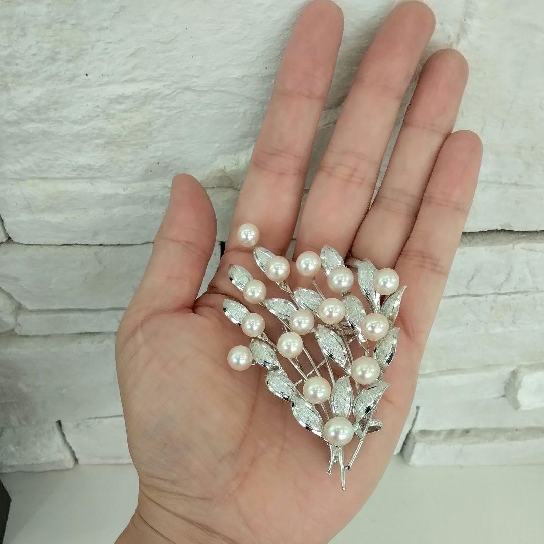 SVあこや真珠ブローチ　大きめブローチ　　中古品