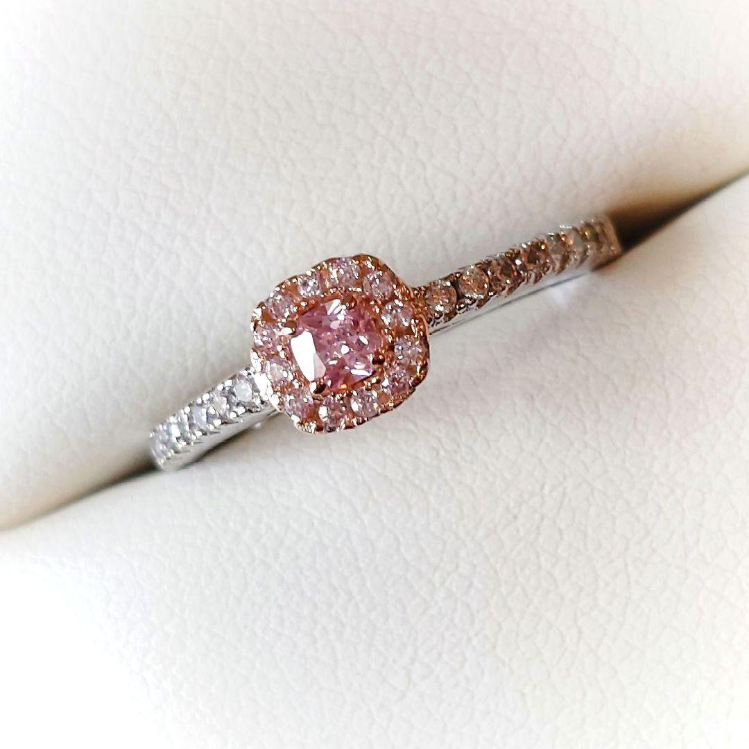 1582 高級 sona ダイヤモンド リング ピンク スクウェア シルバー