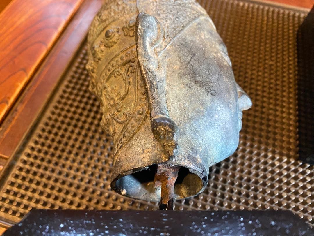 1７世紀　古代タイ国　アユタヤ様式　青銅製 観音頭部　鑑賞台付ヴィンテージレア