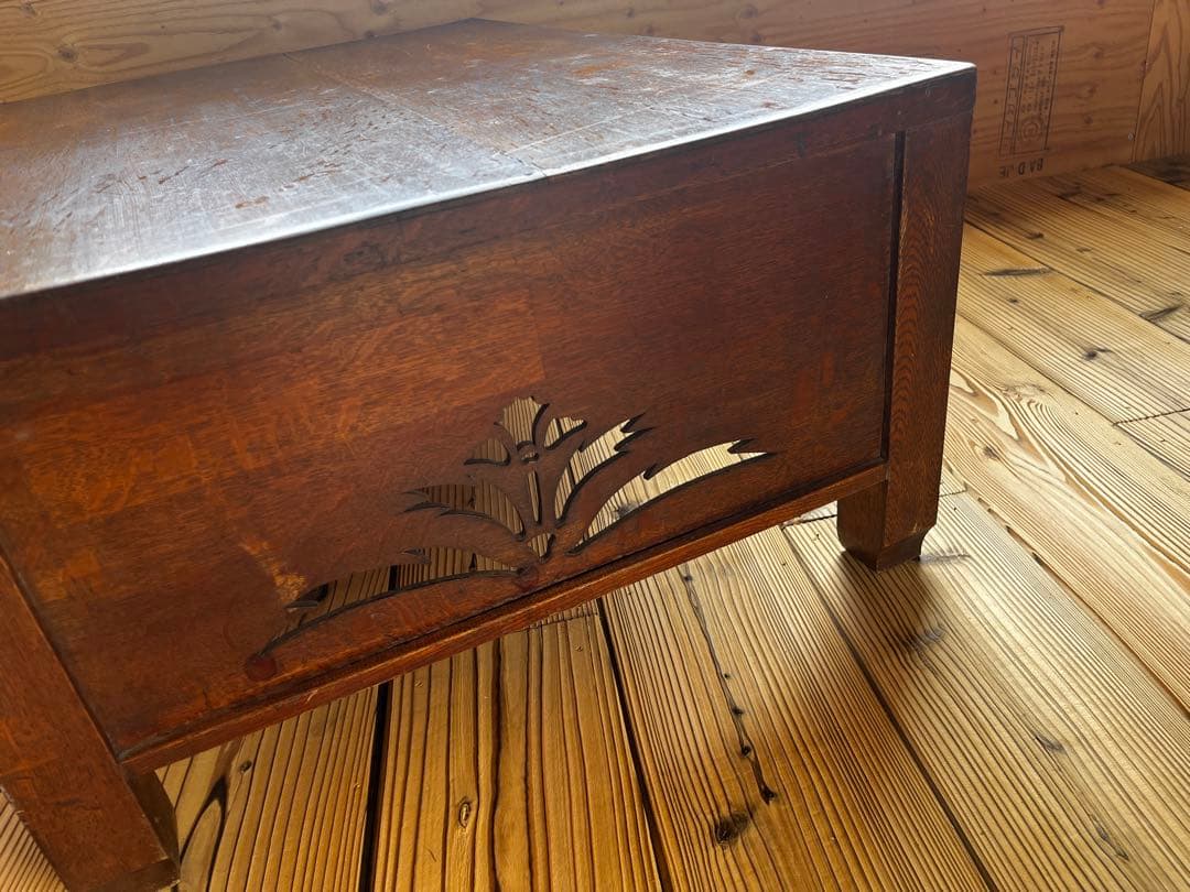 古い木製文机 3引き出し TVテレビ台アンティークヴィンテージ昭和レトロ古道具