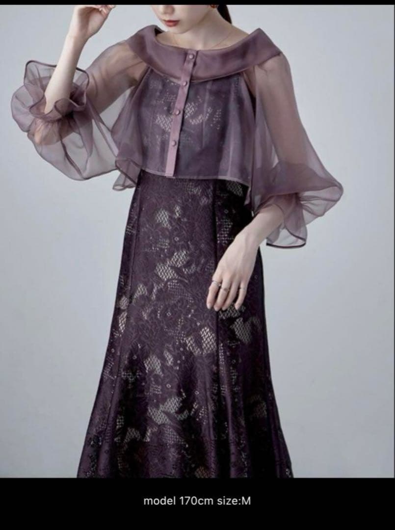 etoll シアーブラウス&マーメイドキャミワンピ パーティードレス　M