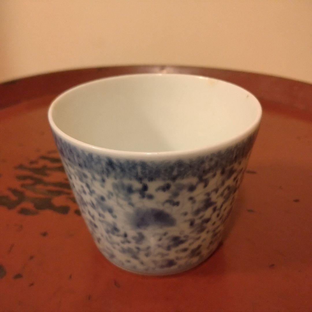 古伊万里　江戸中期 花唐草文　そば猪口