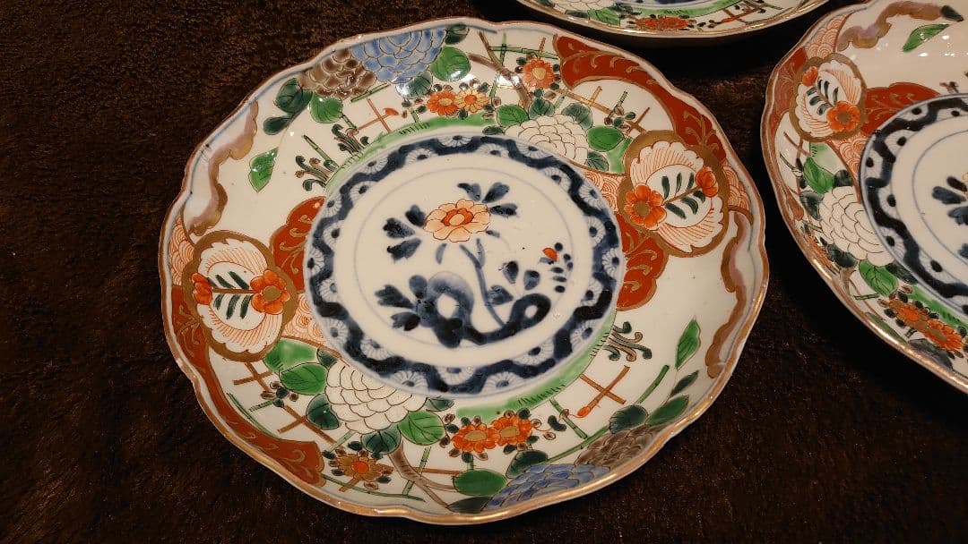 大聖寺伊万里　古伊万里　伊万里　中皿　7寸皿　蔵出し　3客