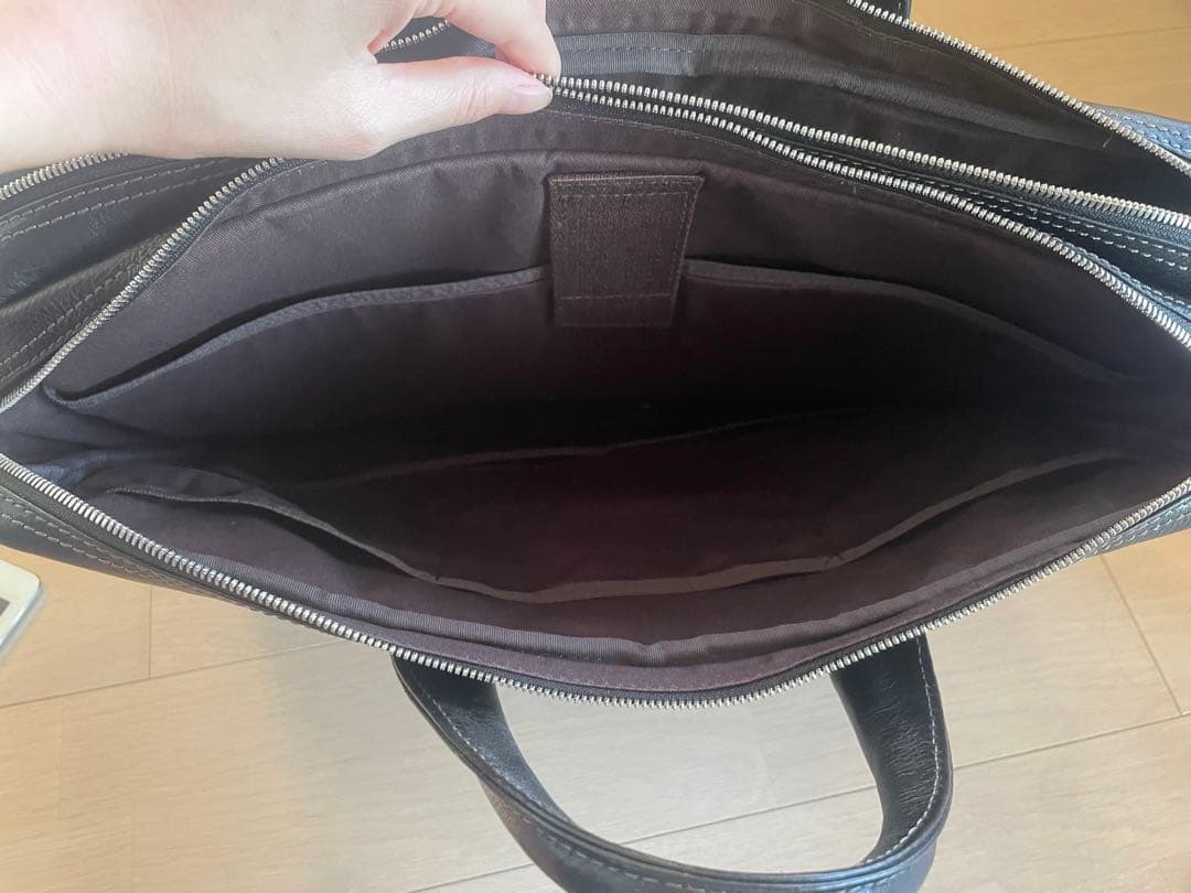 美品　海老名カバン　レザー ビジネスバッグ 黒